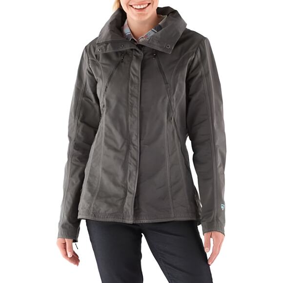 Kuhl Projekt Womens Gorpcore Outdoor Lena Snap Zip Hooded Jacket Size‎ XS Carbon - Picture 1 of 9